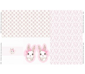 Jersey - Panel Hase Kaninchen weiß rosa